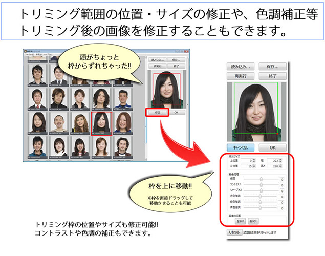 自動顔認識トリミング 特徴 イメージ1